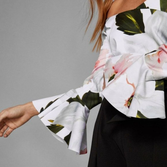 TED BAKER Bloom Bell Sleeved Top Size 6 - Picture 6 of 13